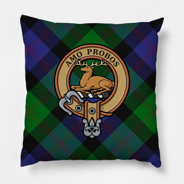 Clan Blair Crest over Tartan Pillow by sifis