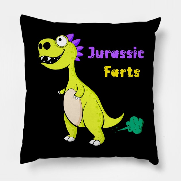 Jurassic Farts Pillow by Art by Nabes