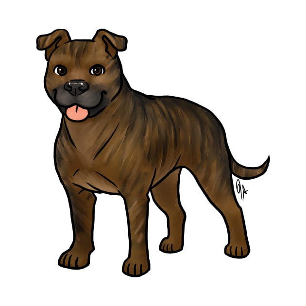 Dog - American Staffordshire Terrier - Natural Brown Brindle by Jen's Dogs Custom Gifts and Designs