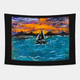 Sailing at Sunset Tapestry