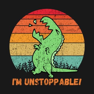 Funny I'm Unstoppable T Rex Retro T-Shirt