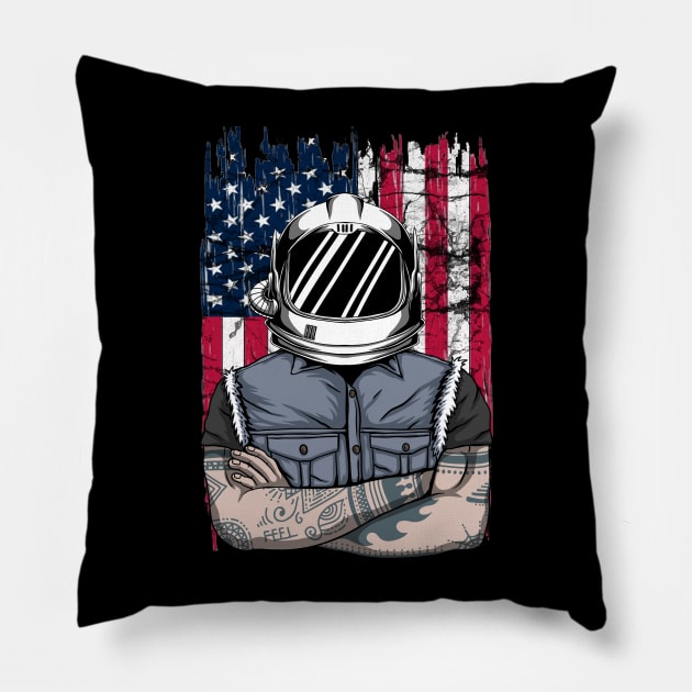 4th of July Astronaut patriotic astronaut American Astronaut moon landing Pillow by JayD World