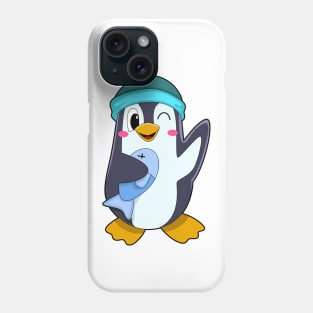 Penguin with Fish & Hat Phone Case