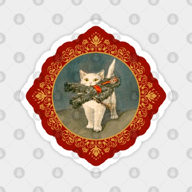 Cat with Krampus, 1898 Magnet by Surface Maximus