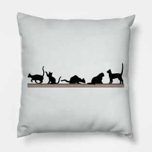 Playful Cats on a Shelf Pillow