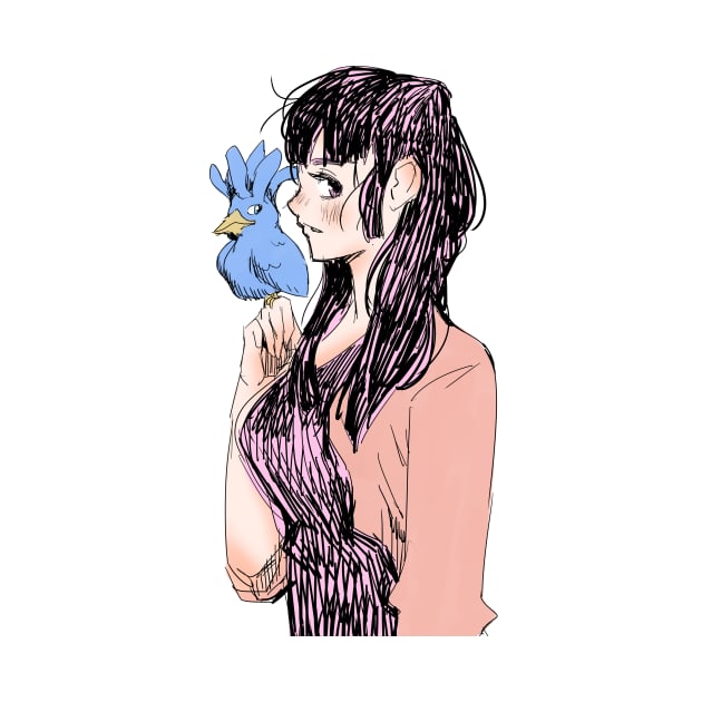 Girl With Blue Bird by Chill2Art