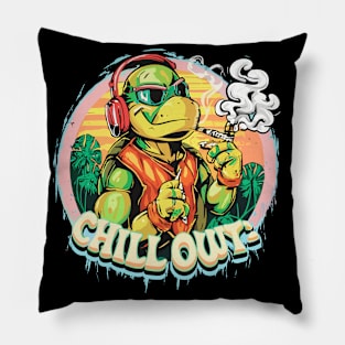 Oceanic Rhythms: The Hip-Hop Turtle Edition Pillow