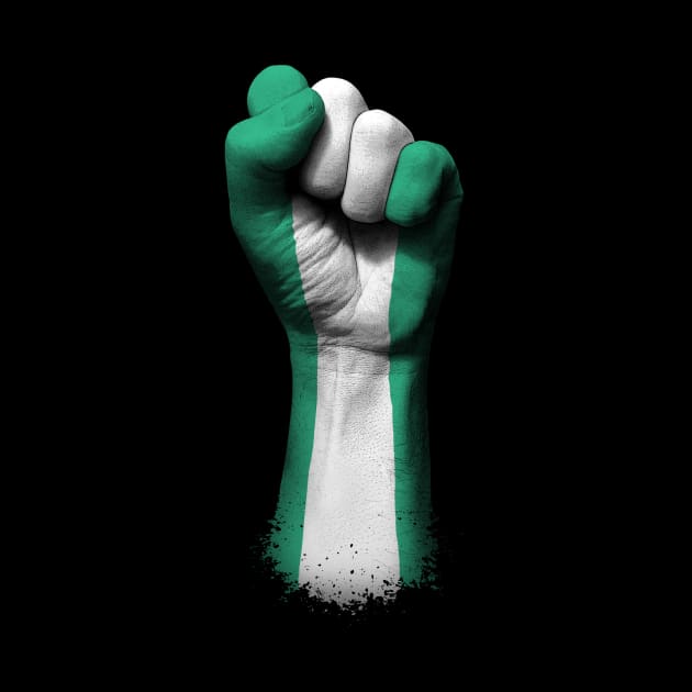 Flag of Nigeria on a Raised Clenched Fist by jeffbartels