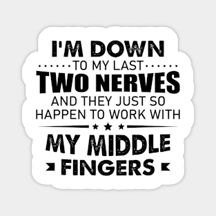 I'm Down to My Last Two Nerves - Funny Sarcastic Humor Magnet