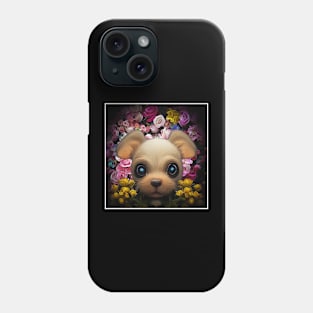 puppy in the middle of flowers Phone Case