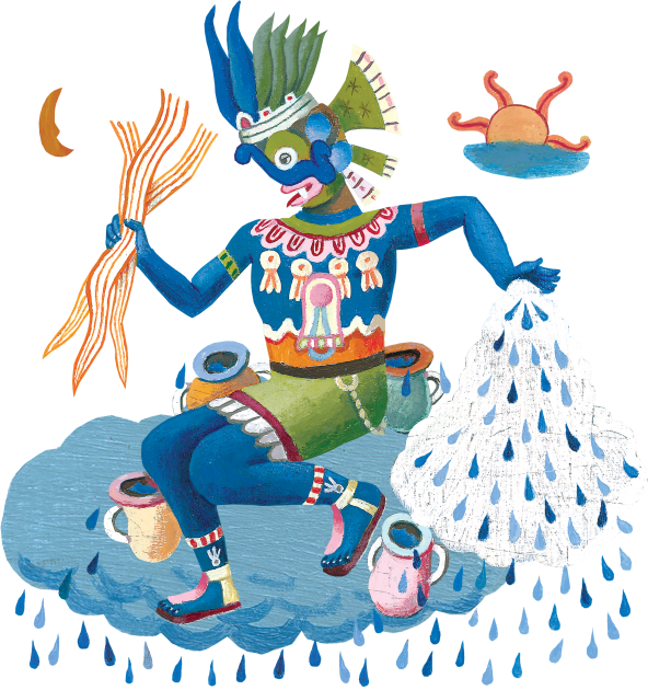 Tlaloc Rain God Kids T-Shirt by John Parra Art