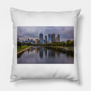 Melbourne from the Swan Street Bridge, Melbourne, Victoria, Australia. Pillow