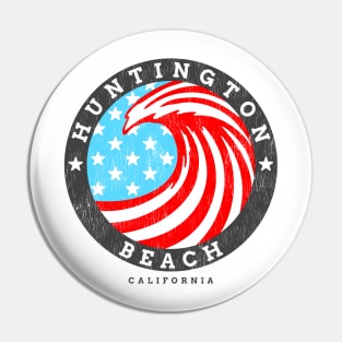 Huntington Beach, CA Summertime Patriotic 4th Pride Surfing Pin