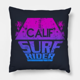 Calif Surf Rider Typography palm tree Pillow