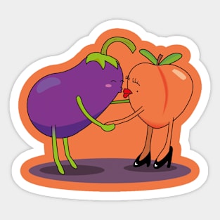 Peaches and eggplants Sticker for Sale by DesignDoubleP