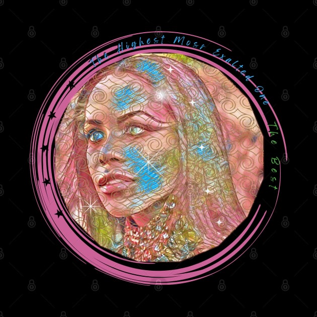 COMING SOON! YOU CAN REQUEST TO HAVE THE GOLDEN DESIGN REMOVED  TO REVEAL A CLEARER VERSION OF HER FACE. YOU CAN ALSO  CHANGE THE PINK CIRCLE OUTLINE COLOR, REMOVE THE SPARKLES, OR ADD TEXT (AT YOUR REQUEST). by Blue Ocean Vibes