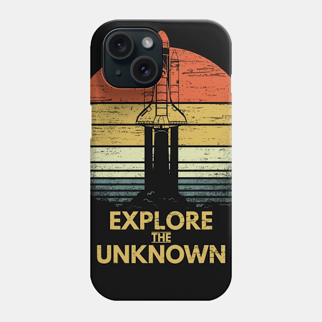 Explore The Unknown Rocket Space Science Curiosity Gift Phone Case by RK Design