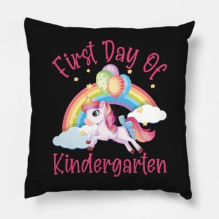 Cutesy Unicorn and Rainbow | First Day of Kindergarten Pillow