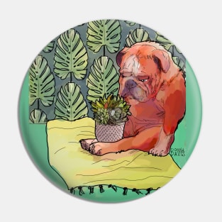 Bulldog and Succulent Pin