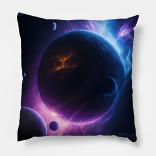 Planets Lights In Space Pillow