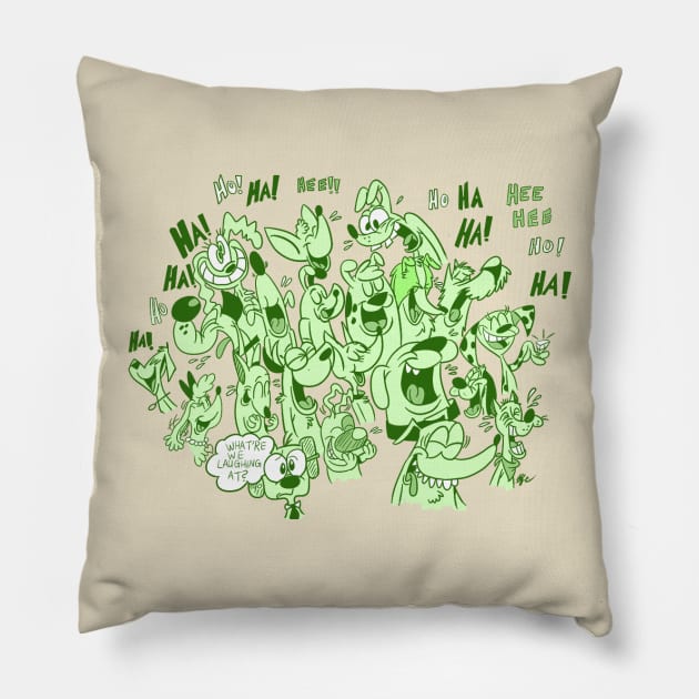 Grinny Green Dogs Pillow by GLFC