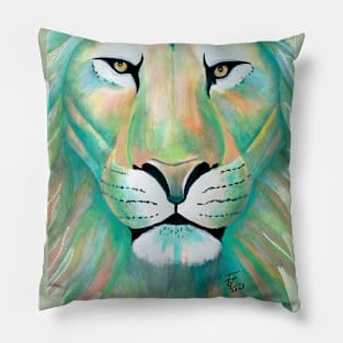 Lion -aqua and yellow Pillow