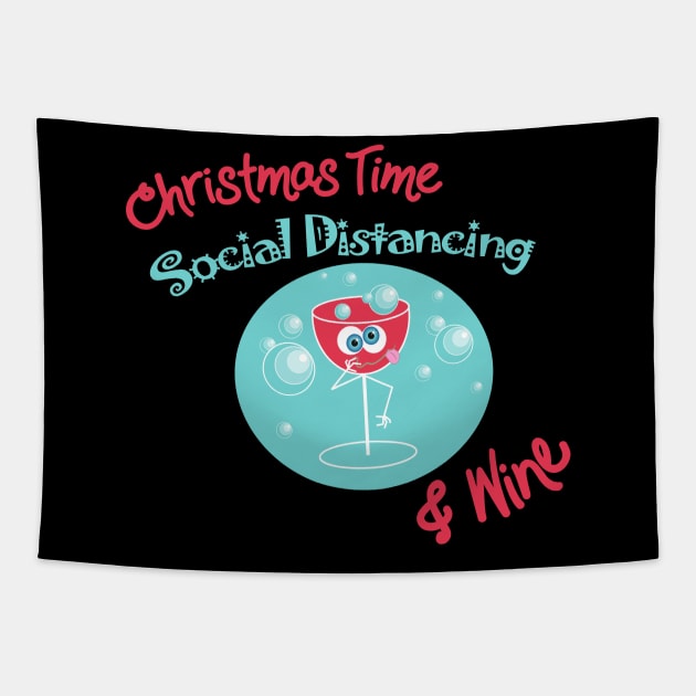 Christmas Time Social Distancing and Wine Tapestry by Wanderer Bat