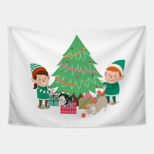 Decorating the Christmas Tree Together Tapestry