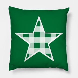 Forest Green and White Buffalo Plaid Star Pillow