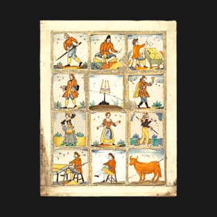 Tiles Depicting Rural Spanish Life (Alcora, Spain) T-Shirt