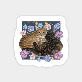 Cats with Stars and Flowers Magnet