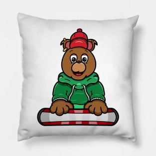 Bear Head Skating Cartoon Pillow