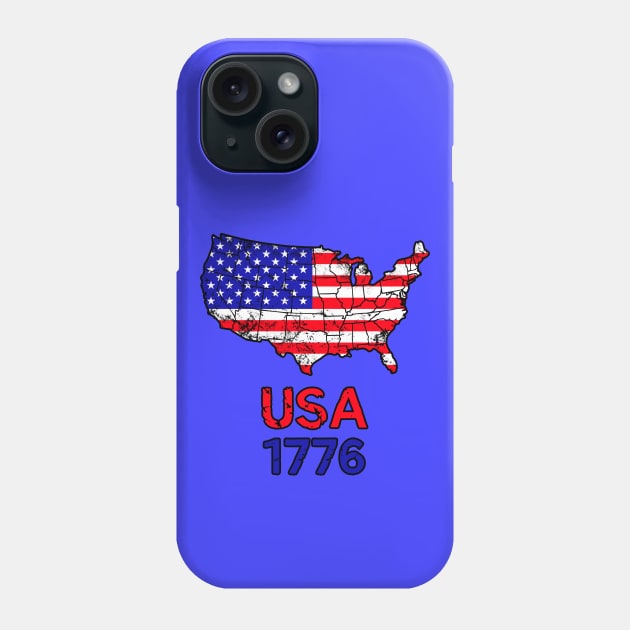 American flag USA Map 1776 Phone Case by Scar