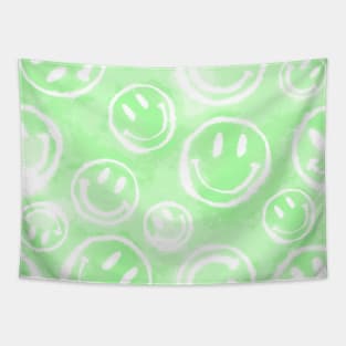 Green Tie-Dye Smileys Tapestry