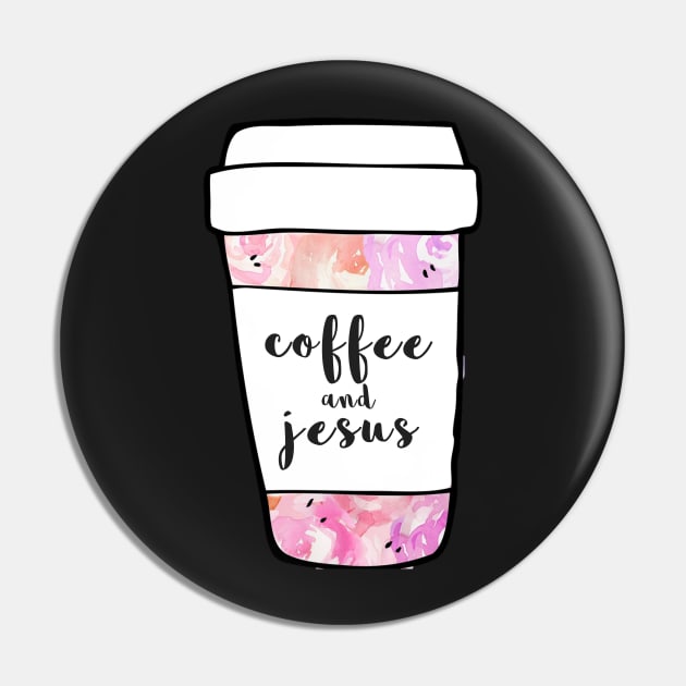 Coffee and Jesus Watercolor Mug Pin by annmariestowe