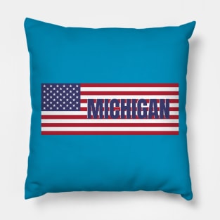 Michigan State in American Flag Pillow