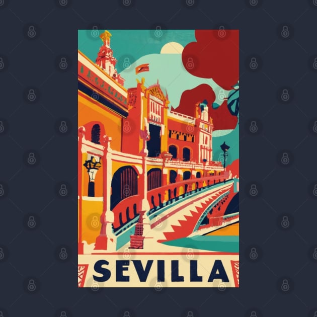 A Vintage Travel Art of Seville - Spain by goodoldvintage