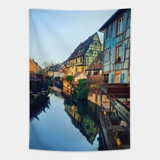 Colorful romantic city Colmar, France, Alsace. Traditional house Tapestry