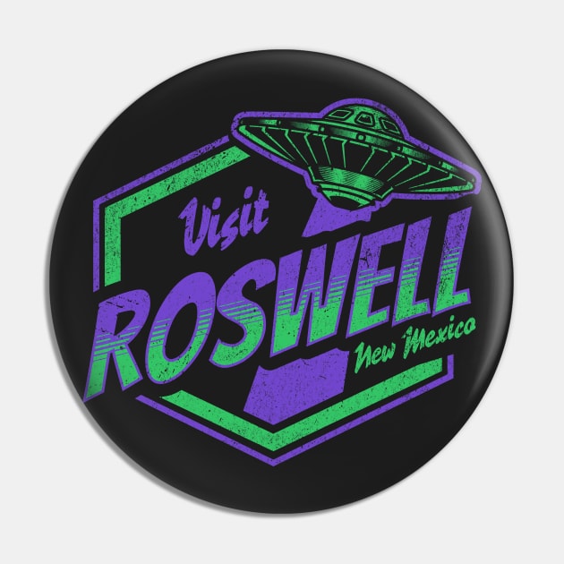 Vintage Visit Roswell, New Mexico Funny UFO Flying Saucer Alien Pin by Now Boarding