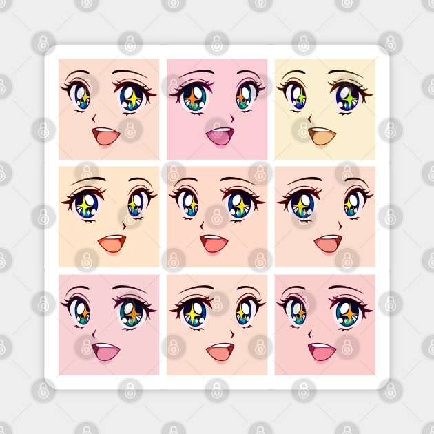 Kawaii Anime Girl Grid Magnet by machmigo