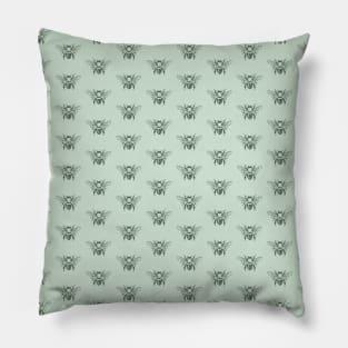 Honey Bees All Over Muted Mint Green Pillow