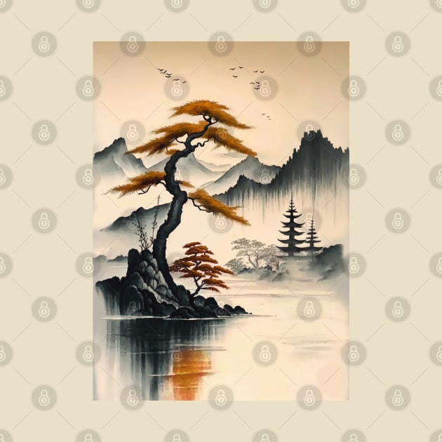 Japanese Landscape by MCAshe spiritual art 