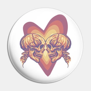 Artsy Skulls in Love Pin