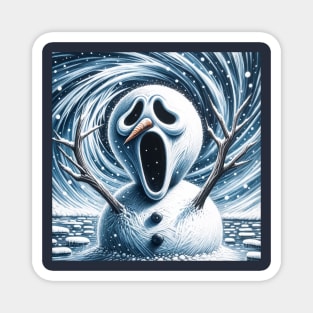 Frosty Frenzy: The Snowman’s Scream Magnet