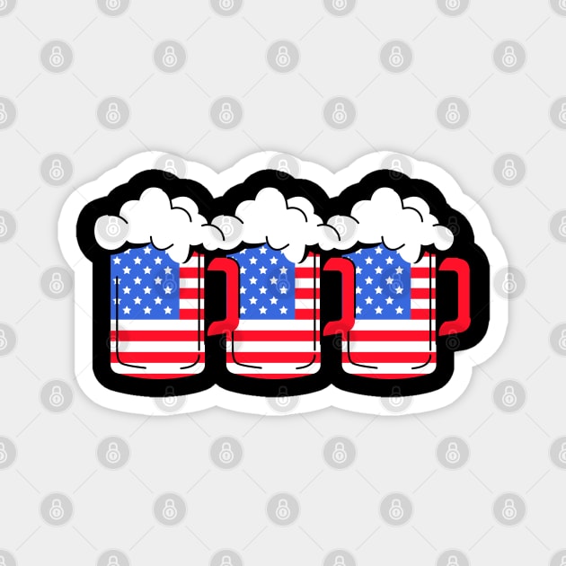 Beer American Flag 4th of July Merica Drinking USA Magnet by Creatifly Graphic Tees