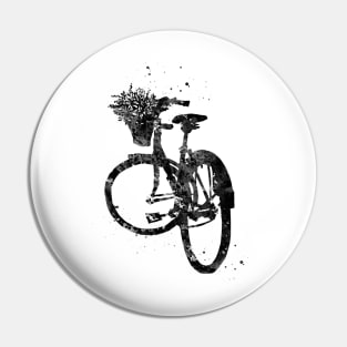 Bicycle with Flower in Basket Pin