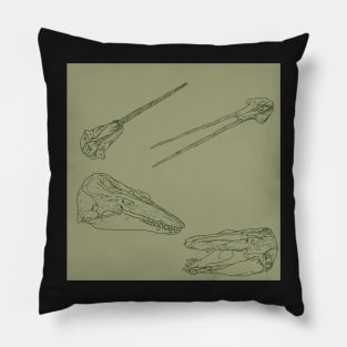 Arctic Whale Skulls and Oddities Sage Pillow