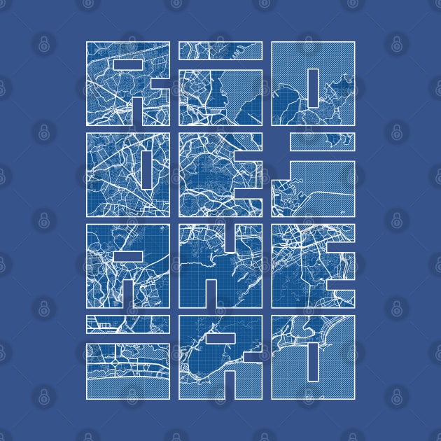 Rio de Janeiro, Brazil City Map Typography - Blueprint by deMAP Studio