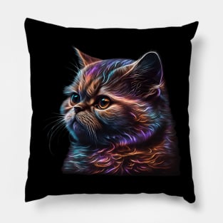 Neon Exotic Shorthair Cat Pillow