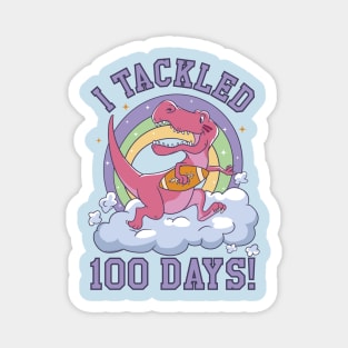 I Tackled 100 Days of School T-Rex Dinosaur Costume Magnet